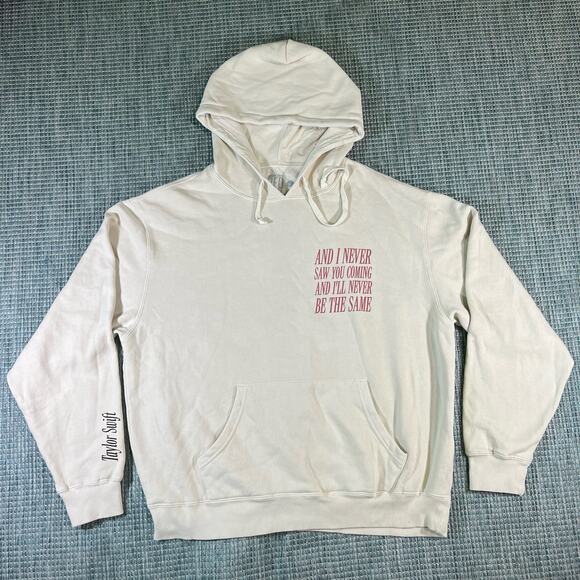 Taylor Swift Red Tour Hoodie Official Merch Size L Rare Piece Brand New Beige - Picture 3 of 9